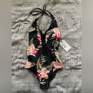 Roxy one piece floral/lace bathing suit